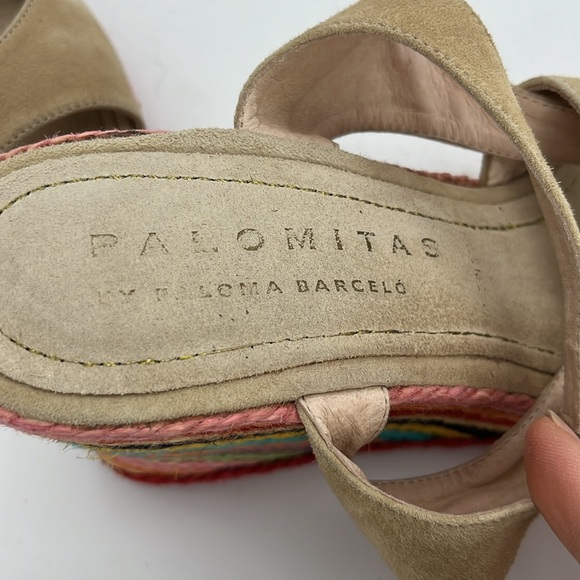 PALOMITAS by‎ paloma women’s Rainbow stripes wedge suede leather sandals size 10 - Picture 8 of 10